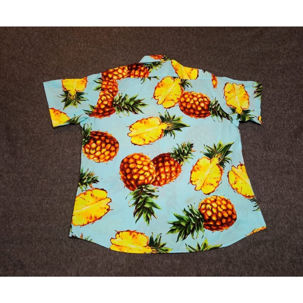 Men's Shirt Shein Button Up Short Sleeve Pineapple Print Hawaiian Size XL - Picture 10 of 10